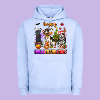 Happy Hallothanksmas Dogs Urban Hoodie Designed By Texasbilliewilder