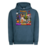 Pigment Midnight Navy happy hallothanksmas dogs Urban Hoodie - texasbilliewilder