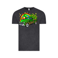 Vintage Black st patricks shamrock gold rainbow balloon candy truck Vintage Tee - FaDigitalArtStudio