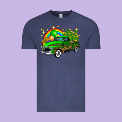 St Patricks Shamrock Gold Rainbow Balloon Candy Truck Vintage Tee Designed By Fadigitalartstudio