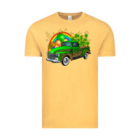 Vintage Mustard st patricks shamrock gold rainbow balloon candy truck Vintage Tee - FaDigitalArtStudio