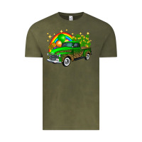 Vintage Olive st patricks shamrock gold rainbow balloon candy truck Vintage Tee - FaDigitalArtStudio