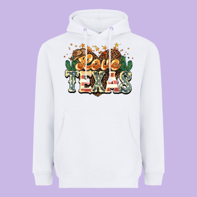 Love Texas Heavyweight Hoodie Designed By Nancycooperartshop