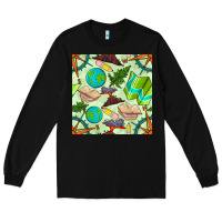 Black geography class seamless pattern Long Sleeve Tee - BundleAndBundleShop
