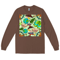 Chestnut geography class seamless pattern Long Sleeve Tee - BundleAndBundleShop