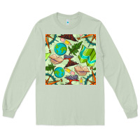 Matcha geography class seamless pattern Long Sleeve Tee - BundleAndBundleShop