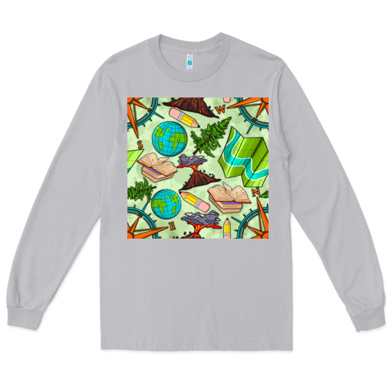 Geography Class Seamless Pattern Long Sleeve Tee by BundleAndBundleShop | Teevron