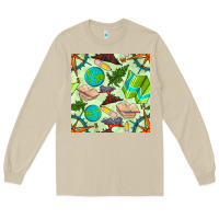 Mushroom geography class seamless pattern Long Sleeve Tee - BundleAndBundleShop