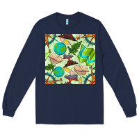 Navy geography class seamless pattern Long Sleeve Tee - BundleAndBundleShop