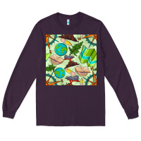 Plum geography class seamless pattern Long Sleeve Tee - BundleAndBundleShop