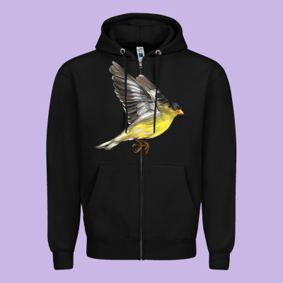 Flying American Goldfinch Zipper Hoodie Designed By Lillyallendesigns