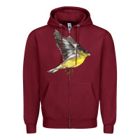 Burgundy Flying American Goldfinch Zipper Hoodie - LillyAllenDesigns