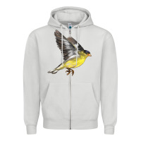 Dove Grey Flying American Goldfinch Zipper Hoodie - LillyAllenDesigns
