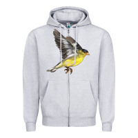 Heather Grey Flying American Goldfinch Zipper Hoodie - LillyAllenDesigns