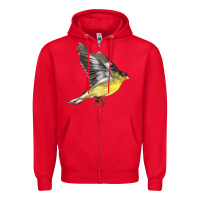 Red Flying American Goldfinch Zipper Hoodie - LillyAllenDesigns