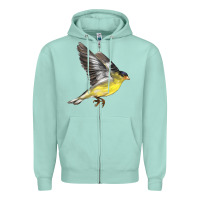 Seafoam Flying American Goldfinch Zipper Hoodie - LillyAllenDesigns