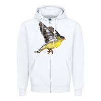 White Flying American Goldfinch Zipper Hoodie - LillyAllenDesigns