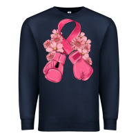 Navy breast cancer with boxing gloves Premium Sweatshirt - MaliasSmallBusiness