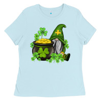 Baby Blue st patricks gnome and pot of gold Ladies Tee - AdoDesignShop