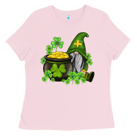 Bubblegum Pink st patricks gnome and pot of gold Ladies Tee - AdoDesignShop