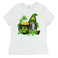 White st patricks gnome and pot of gold Ladies Tee - AdoDesignShop