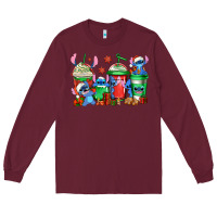 Burgundy christmas stitch coffee Long Sleeve Tee - Jasminsmagicworld