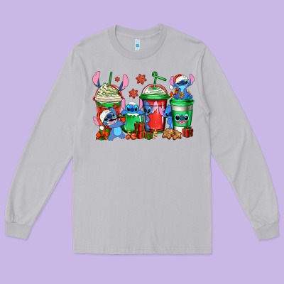 Christmas Stitch Coffee Long Sleeve Tee Designed By Jasminsmagicworld