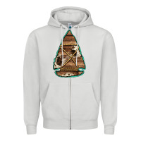 Dove Grey cowhide wooden arrowhead Zipper Hoodie - Jasminsmagicworld
