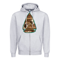 Heather Grey cowhide wooden arrowhead Zipper Hoodie - Jasminsmagicworld