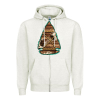 Oatmeal Heather cowhide wooden arrowhead Zipper Hoodie - Jasminsmagicworld