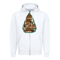 White cowhide wooden arrowhead Zipper Hoodie - Jasminsmagicworld