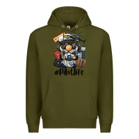 Army Green pilot life gnome Premium Hoodie - BarkalooDesign