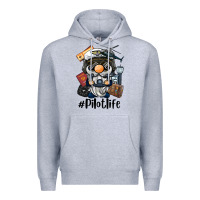Heather Grey pilot life gnome Premium Hoodie - BarkalooDesign