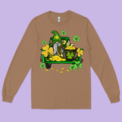 St Patricks Truck And Gnome Long Sleeve Tee Designed By Adodesignshop