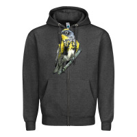 Charcoal Heather yellow rumped warbler Zipper Hoodie - LillyAllenDesigns