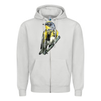 Dove Grey yellow rumped warbler Zipper Hoodie - LillyAllenDesigns