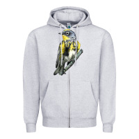 Heather Grey yellow rumped warbler Zipper Hoodie - LillyAllenDesigns