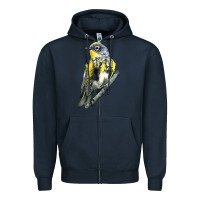 Navy yellow rumped warbler Zipper Hoodie - LillyAllenDesigns
