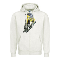 Oatmeal Heather yellow rumped warbler Zipper Hoodie - LillyAllenDesigns