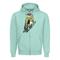 Seafoam yellow rumped warbler Zipper Hoodie - LillyAllenDesigns