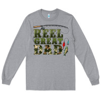 Heather Grey reel great dad Long Sleeve Tee - Artiststas