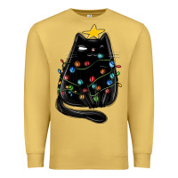 Antique Gold christmas cat with lights Premium Sweatshirt - MaliasSmallBusiness