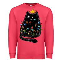 Christmas Cat With Lights Premium Sweatshirt | Teevron