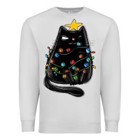 Dove Grey christmas cat with lights Premium Sweatshirt - MaliasSmallBusiness