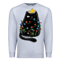 Heather Grey christmas cat with lights Premium Sweatshirt - MaliasSmallBusiness