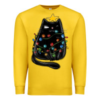 Lemon christmas cat with lights Premium Sweatshirt - MaliasSmallBusiness