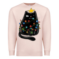 Pale Pink christmas cat with lights Premium Sweatshirt - MaliasSmallBusiness