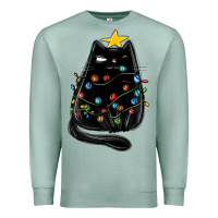 Seafoam christmas cat with lights Premium Sweatshirt - MaliasSmallBusiness