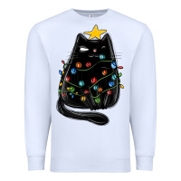 White christmas cat with lights Premium Sweatshirt - MaliasSmallBusiness