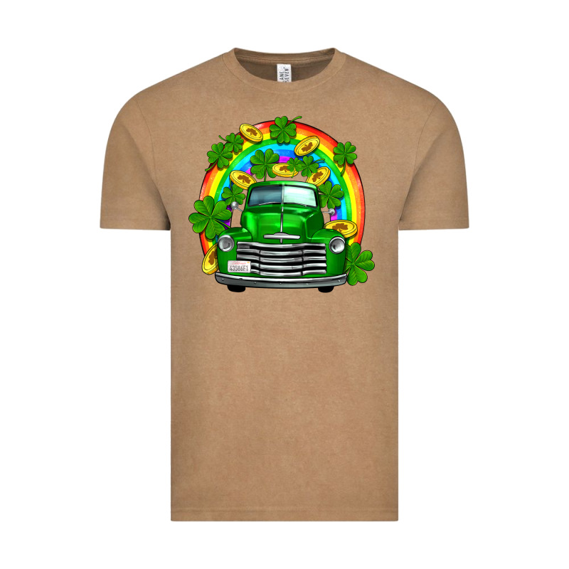 St Patricks Shamrock Gold Rainbow Truck Vintage Tee by FaDigitalArtStudio | Teevron